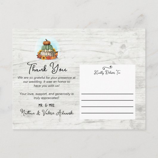 サンキューサンフラワーパンプキン秋ファームカスタム写真 ポストカード (裏面)