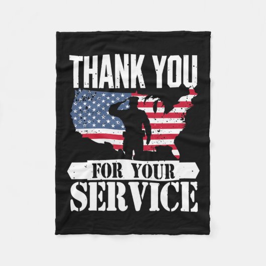 サンキューサービス退役軍人ソリュートパトリオット軍隊 フリースブランケット (正面)