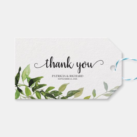 サンキューシックグリーンリー結婚式の引き出物ラベル ギフトタグ (正面(横))