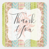 サンキューシャビーコテージシックバラウッド素朴 スクエアシール (正面)