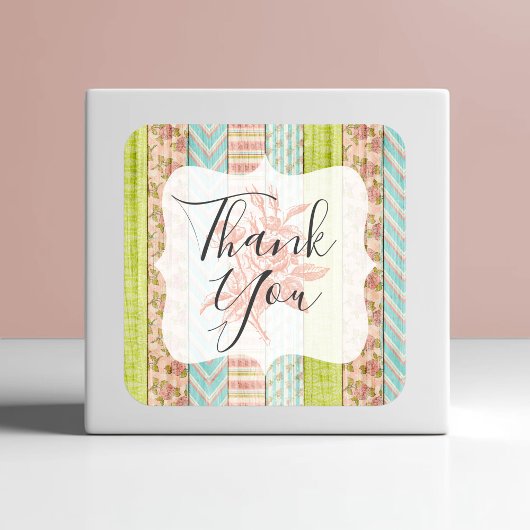 サンキューシャビーコテージシックバラウッド素朴 スクエアシール