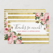 サンキューシャビーシックヴィンテージバラ&金ゴールドカード ポストカード (正面/裏面)