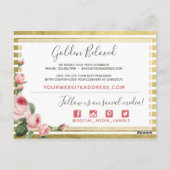 サンキューシャビーシックヴィンテージバラ&金ゴールドカード ポストカード (裏面)