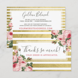 サンキューシャビーシックヴィンテージバラ&金ゴールドカード 招待状