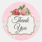 サンキューシャビーシック素朴ウッドヴィンテージフローラ ラウンドシール (正面)