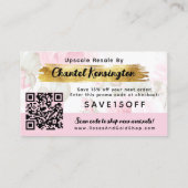 サンキューシャビー赤面水彩バラ割引 名刺 (裏面)