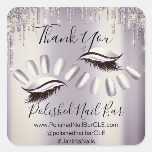 サンキューショッピングダイヤモンドドリップ爪、 ネイルグレー スクエアシール (正面)