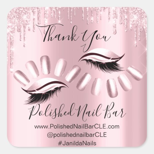 サンキューショッピングダイヤモンドドリップ爪、 ネイルバラ スクエアシール (正面)