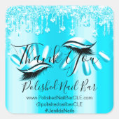 サンキューショッピングダイヤモンドドリップ爪、 ネイルブルー スクエアシール (正面)