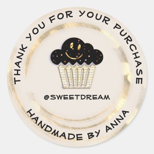サンキューショッピングチョコレートマフィンスマイルパウダー ラウンドシール (正面)