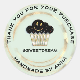 サンキューショッピングチョコレートマフィンスマイルミント ラウンドシール