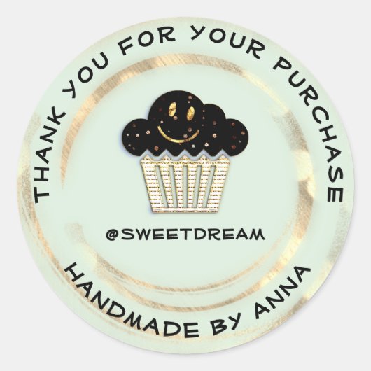 サンキューショッピングチョコレートマフィンスマイルミント ラウンドシール (正面)