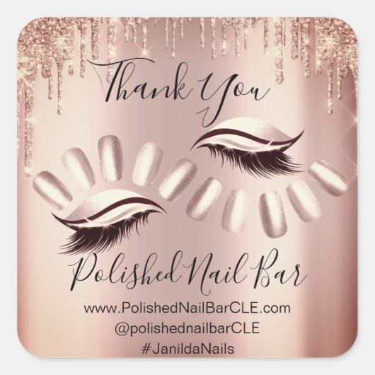 サンキューショッピングドリップ爪、 ネイルフラッシュバラ金ゴールド スクエアシール (正面)