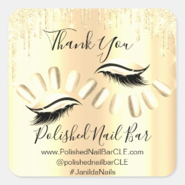 サンキューショッピングドリップ爪、 ネイル点滅金ゴールド黄 スクエアシール