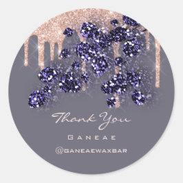 サンキューショッピングバラグリッターフローラドリップグレー ラウンドシール