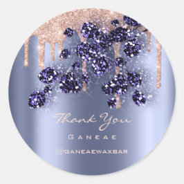 サンキューショッピングバラグリッターブルーフローラ ラウンドシール