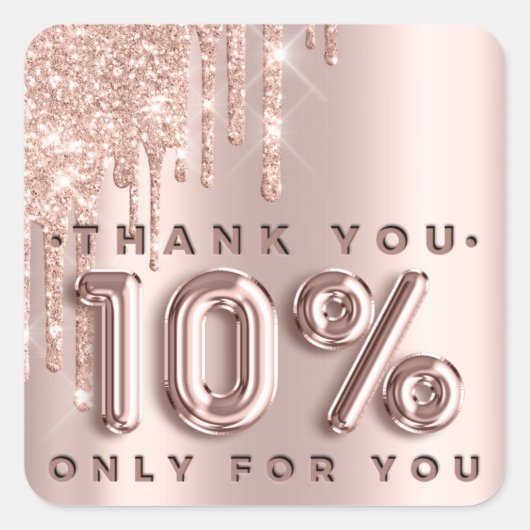 サンキューショッピングバラドリップ10%オフGlam スクエアシール (正面)