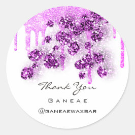 サンキューショッピングピンクグリッタードリップスフローラ ラウンドシール