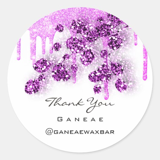 サンキューショッピングピンクグリッタードリップスフローラ ラウンドシール (正面)