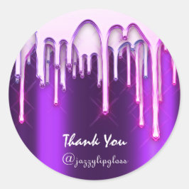 サンキューショッピングホリデーズピンクドリップスパープル ラウンドシール