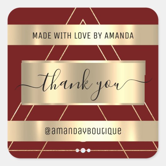 サンキューショッピング名前をカスタムする金ゴールドブルゴーニュVip スクエアシール (正面)