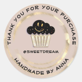 サンキューショップチョコレートマフィンクラフトスマイルバラ ラウンドシール