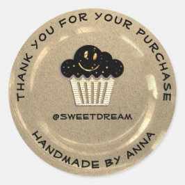 サンキューショップマーメイドマフィンアイボリークラフトスマイル ラウンドシール