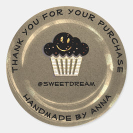 サンキューショップマーメイドマフィンクラフトゴールデンスマイル ラウンドシール