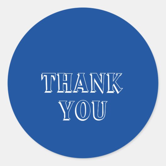 サンキューシンプルタイポグラフィネイビーブルー ラウンドシール (正面)