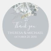 サンキューシンプルフローラブルーエレガントお願い ラウンドシール (正面)