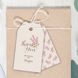 サンキューシンプルワイルドフラワーかわいらしピンク植物学 ギフトタグ