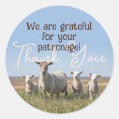 サンキューシープヤーンファイバービジネスステッカー ラウンドシール (正面)