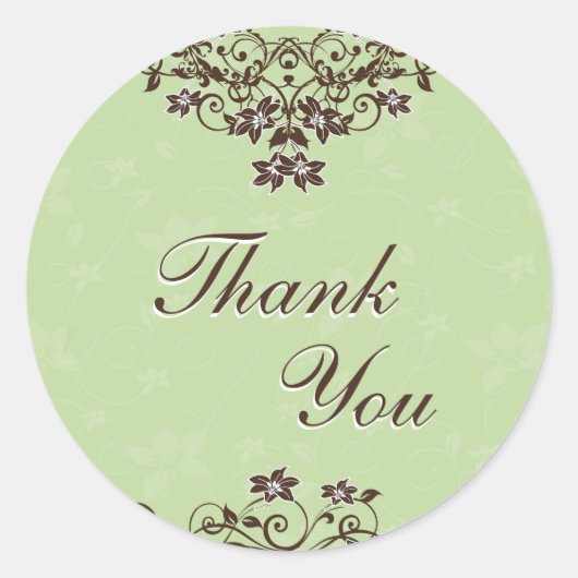 サンキューシール – Mint Green & Chocolate Brown ラウンドシール (正面)