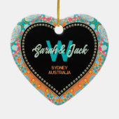 サンキュージオデザインミックスアクアピンクオレンジハート セラミックオーナメント (裏面)