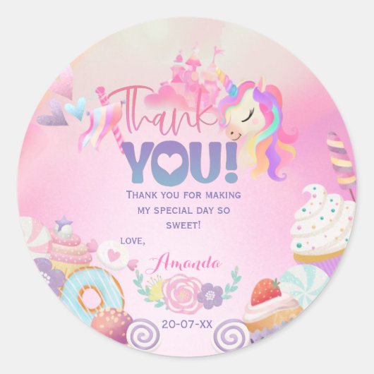 サンキュースイーツ誕生日ギフトラベル ラウンドシール (正面)