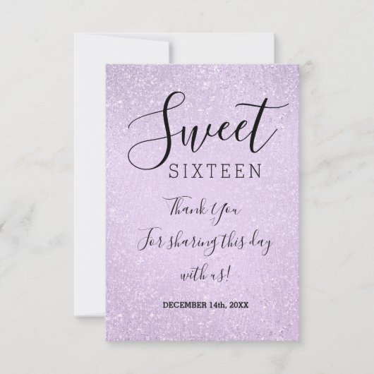 サンキュースイーツ16誕生日ラベンダーグリッター絵を描 サンキューカード (正面)