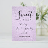 サンキュースイーツ16誕生日ラベンダーグリッター絵を描 サンキューカード (スタンド正面)