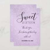 サンキュースイーツ16誕生日ラベンダーグリッター絵を描 サンキューカード (正面/裏面)