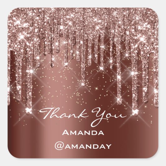 サンキュースウィート16thブライダルバラブラウン金ゴールド スクエアシール (正面)