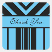 サンキュースカイブルーとブラックのストライプの山 スクエアシール (正面)