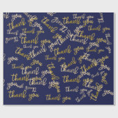 サンキュースクリプトマーメイド金ゴールド結婚式の引き出物ブルー ラッピングペーパー (フラット)