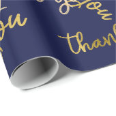サンキュースクリプトマーメイド金ゴールド結婚式の引き出物ブルー ラッピングペーパー (ロールコーナー)