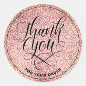 サンキュースクリプト赤面バラ金ゴールドグリッター グラデーション ラウンドシール (正面)