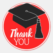 サンキュースクールカラー赤と白 ラウンドシール (正面)