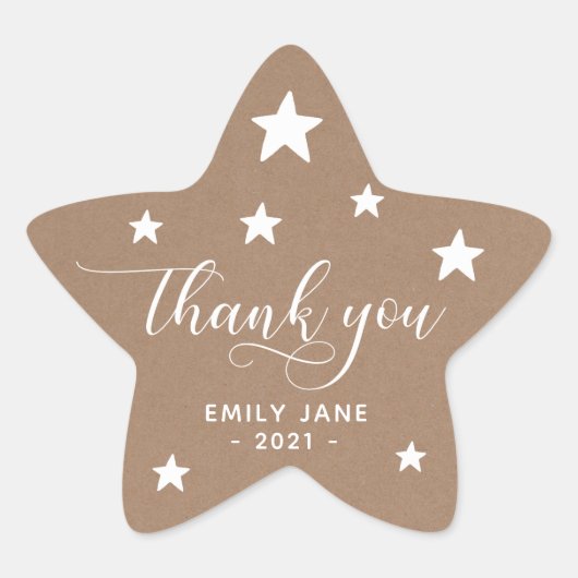 サンキュースターベビーシャワーパーティーシール | Kraft 星シール (正面)