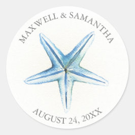 サンキューステッカーブルースターフィッシュビーチ結婚式 ラウンドシール