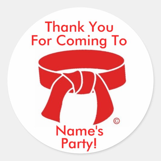 サンキューステッカー武術アーツレッドベルト ラウンドシール (正面)