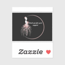 サンキューステッカー – ピンクフローラドレスデザイン