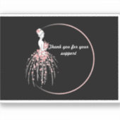 サンキューステッカー – ピンクフローラドレスデザイン シール (正面)