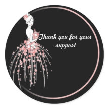 サンキューステッカー – ピンクフローラドレスデザイン